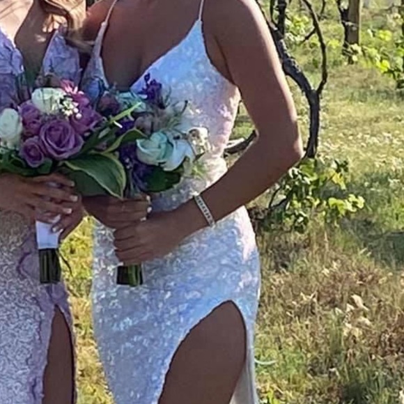 white iridescent prom dress - Picture 5 of 6